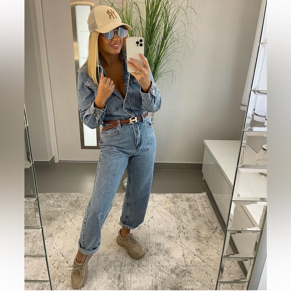 Zara Blue Denim Jumpsuit - Picture 9 of 16